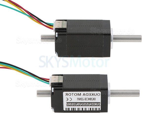 Nema 8 Hohlwellen Schrittmotor OK20HC38-22NK1 1,8° 3,13Ncm 0,6A 5,4V 2 Phasen Doppelwelle